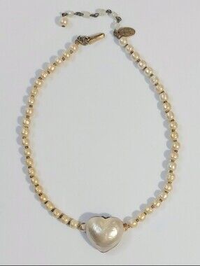 Miriam Haskell Cream Pearl Heart Necklace